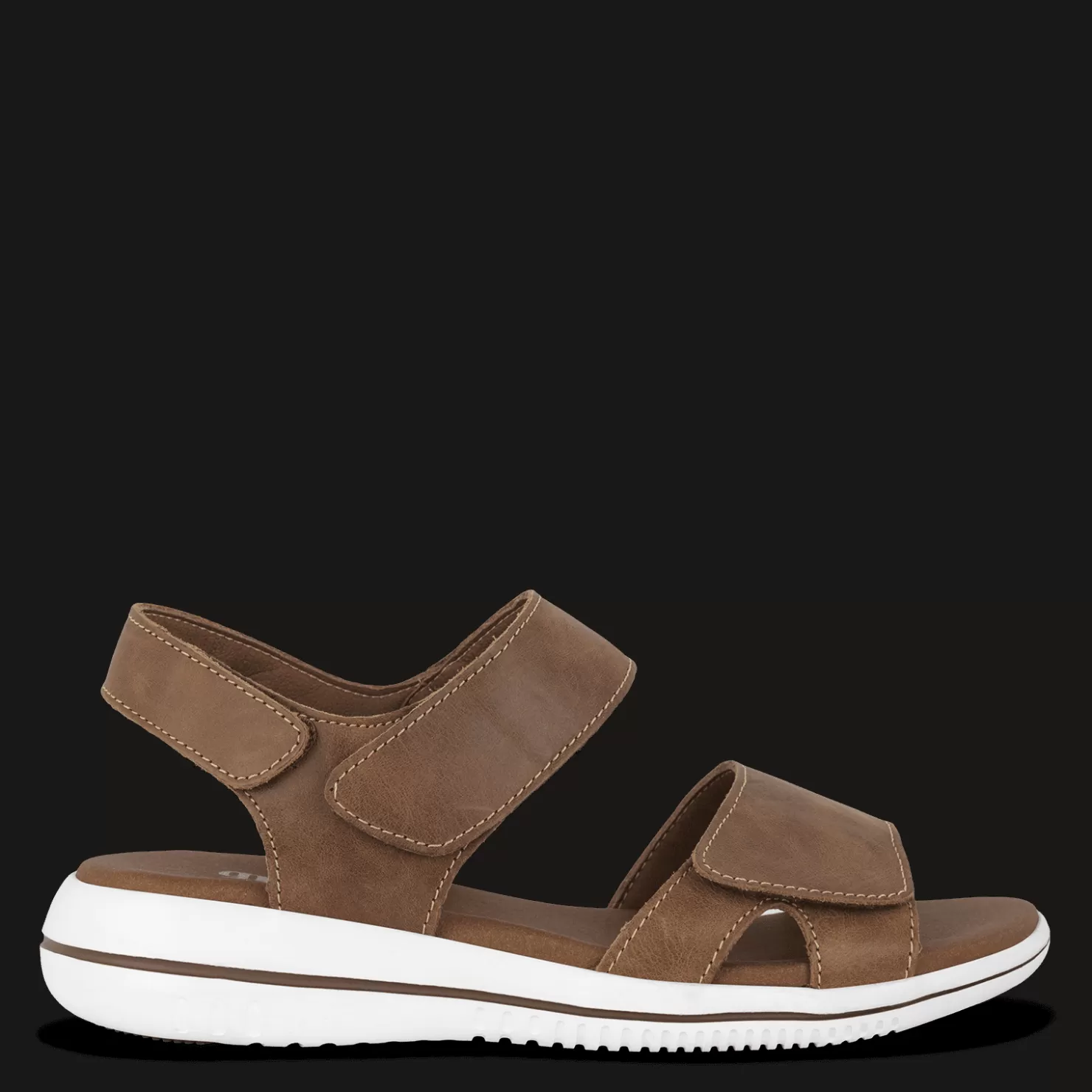 Green Comfort Sandaler med flad sål<LEAF LUCY - Cognac