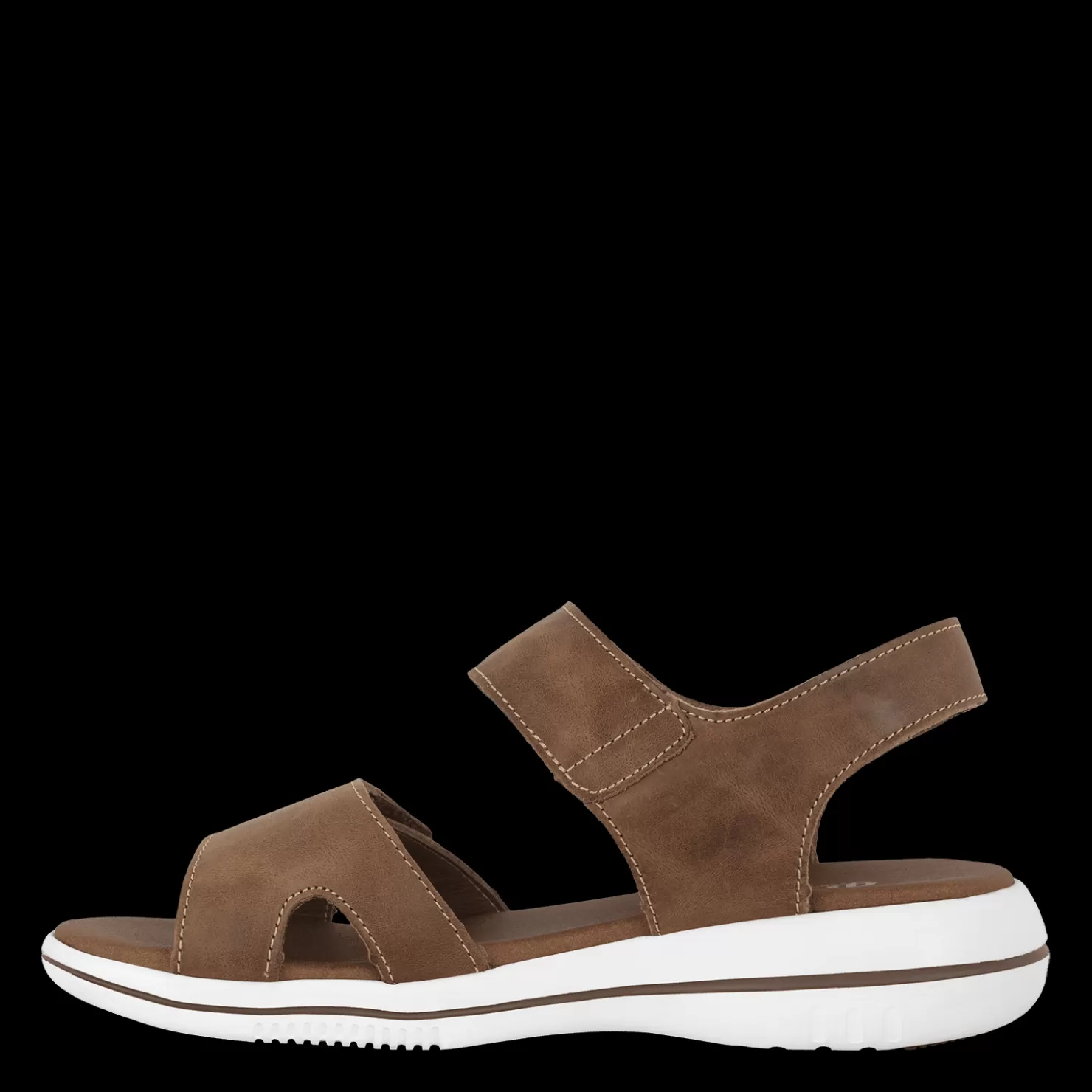 Green Comfort Sandaler med flad sål<LEAF LUCY - Cognac