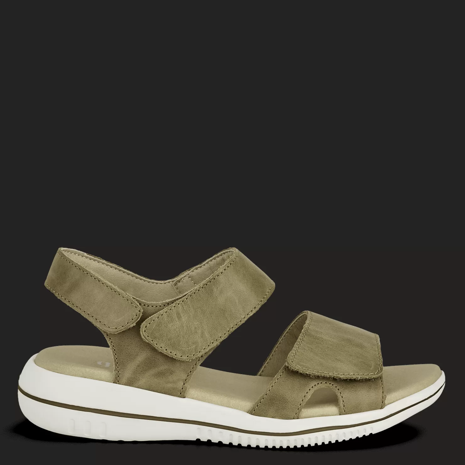 Green Comfort Sandaler med flad sål<LEAF LUCY - OLIVE Oliven