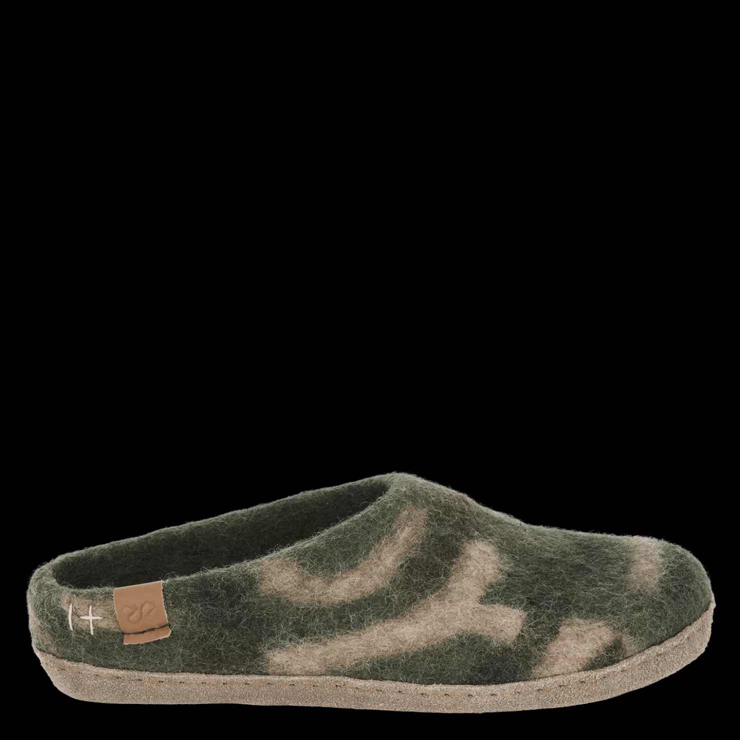 Green Comfort Hjemmesko med skindsål | Hjemmesko med skindsål<WOOL MAKALU - MIX OLIVE Camo