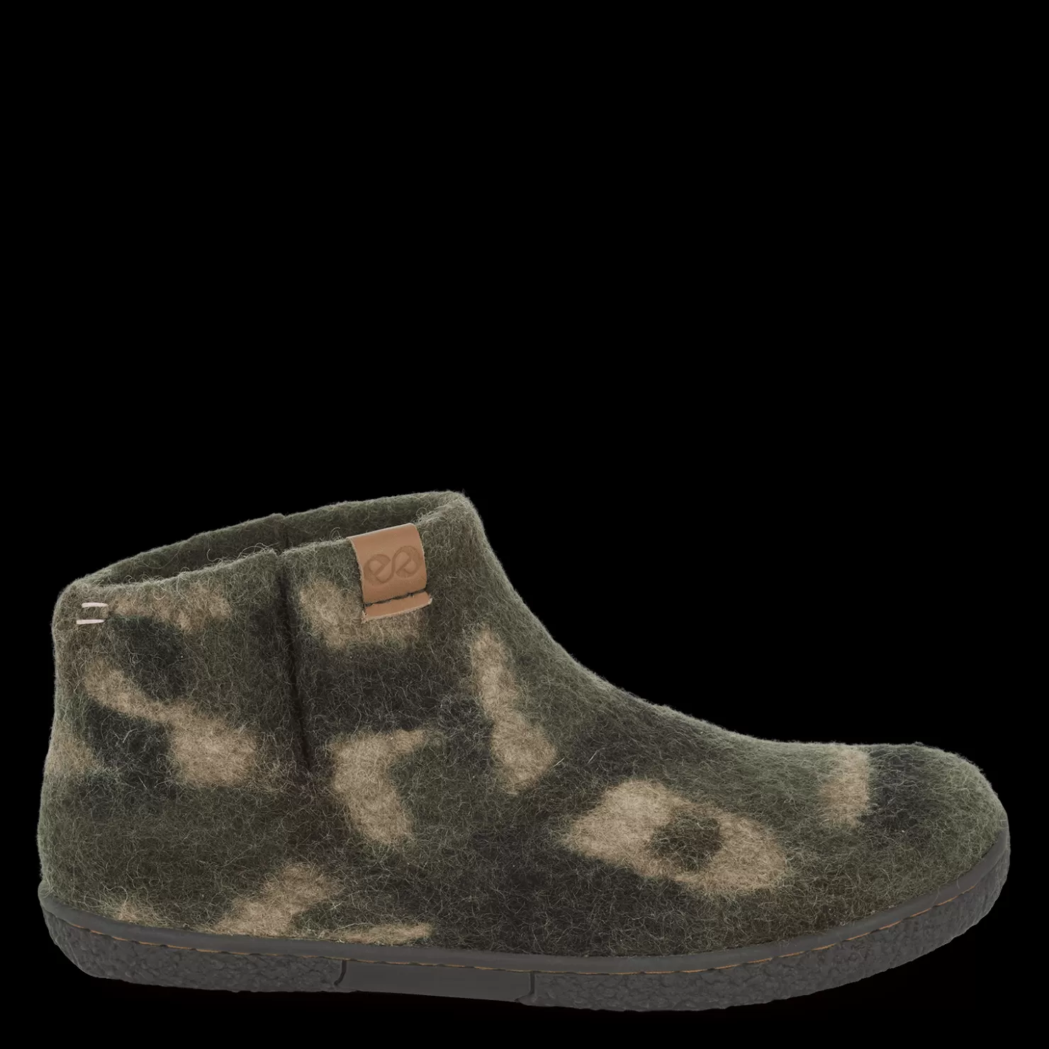 Green Comfort Hjemmesko med gummisål | Hjemmesko med gummisål<WOOL NEPAL - MIX OLIVE Camo